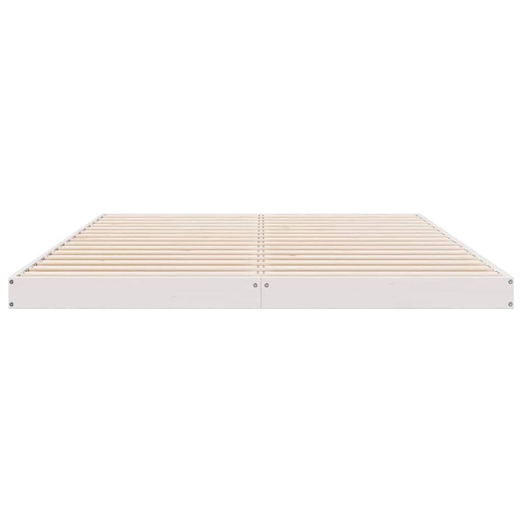 Κρεβάτι δαπέδου Λευκό 140 x 210 cm Στερεά ξυλεία πεύκου - Pakobazaar