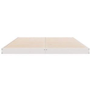 Κρεβάτι δαπέδου Λευκό 140 x 210 cm Στερεά ξυλεία πεύκου - Pakobazaar