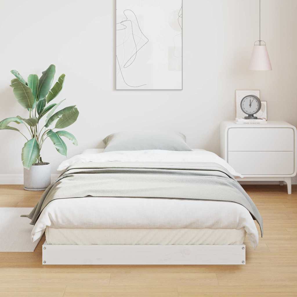 Κρεβάτι δαπέδου Λευκό 80 x 220 cm Στερεά ξυλεία πεύκου