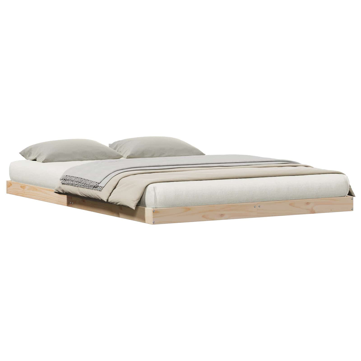 Κρεβάτι δαπέδου Φυσικό 160 x 220 cm Στερεά ξυλεία πεύκου - Pakobazaar