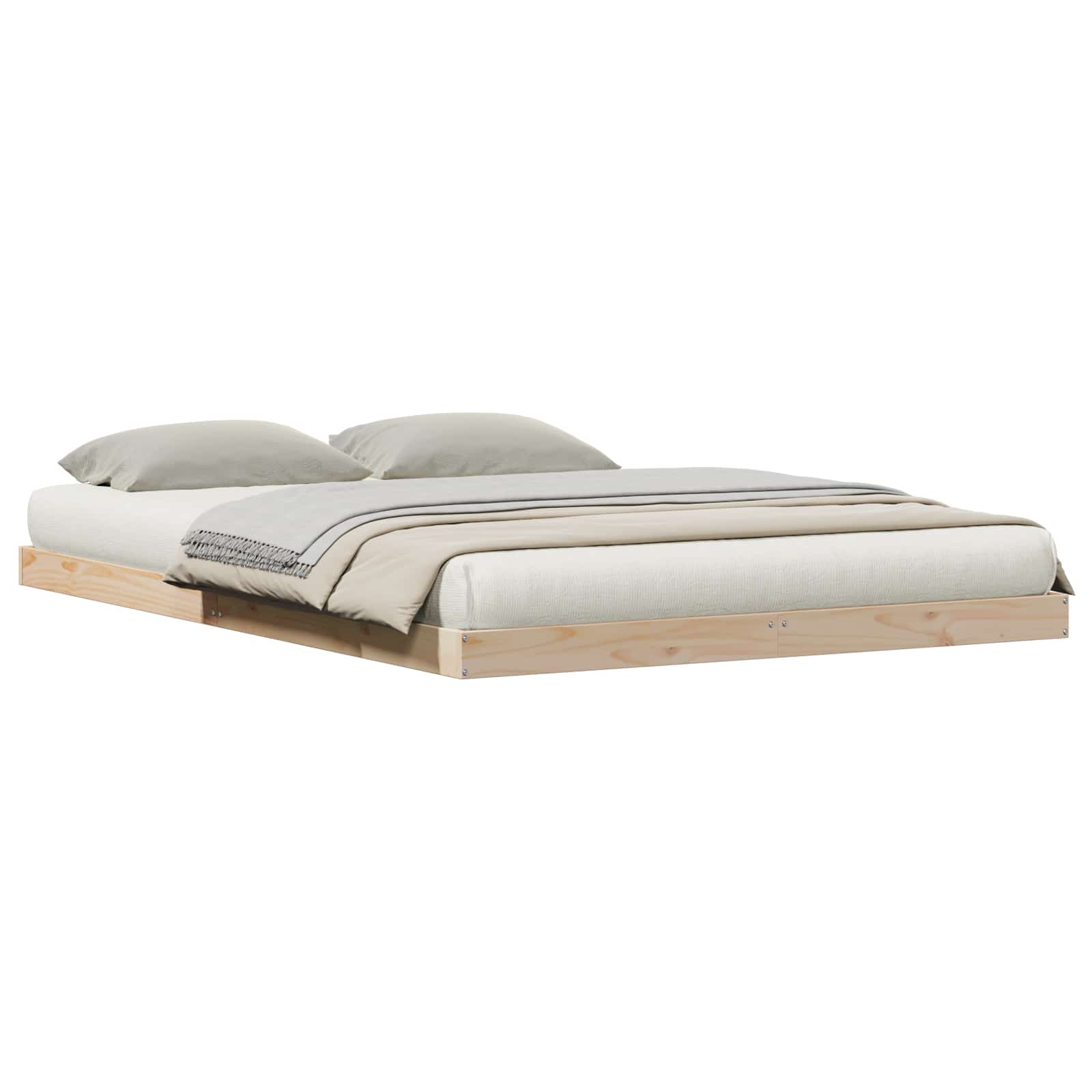 Κρεβάτι δαπέδου Φυσικό 160 x 220 cm Στερεά ξυλεία πεύκου - Pakobazaar