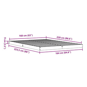 Κρεβάτι δαπέδου Φυσικό 160 x 220 cm Στερεά ξυλεία πεύκου - Pakobazaar