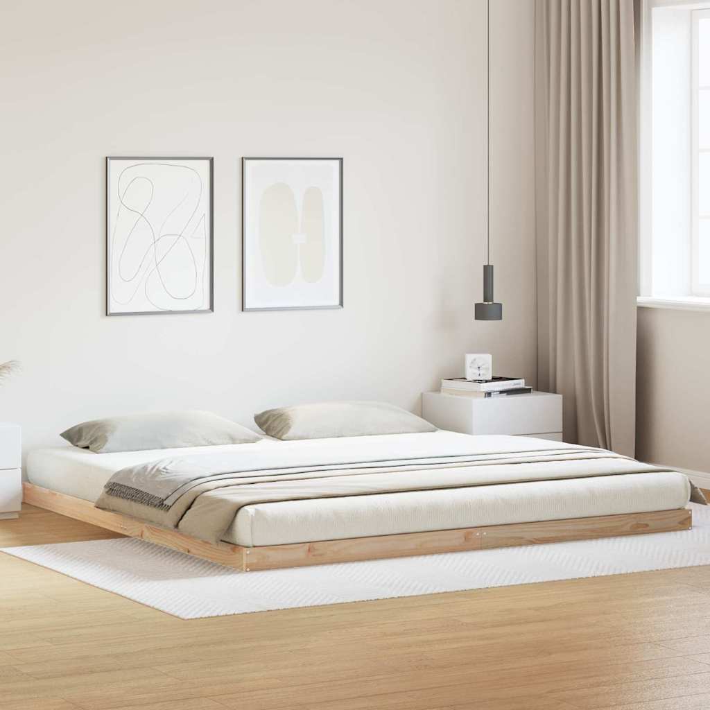 Κρεβάτι δαπέδου Φυσικό 200 x 220 cm Στερεά ξυλεία πεύκου