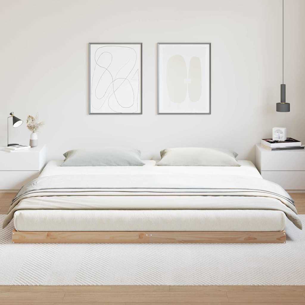 Κρεβάτι δαπέδου Φυσικό 200 x 220 cm Στερεά ξυλεία πεύκου