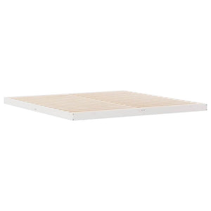 Κρεβάτι δαπέδου Λευκό 200 x 220 cm Στερεά ξυλεία πεύκου