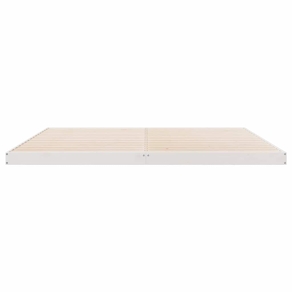 Κρεβάτι δαπέδου Λευκό 200 x 220 cm Στερεά ξυλεία πεύκου