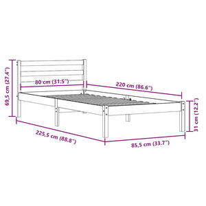 Σκελετός Κρεβατιού με κεφαλάρι Καφέ 225,5 x 85,5 x 69,5 εκ. - Pakobazaar