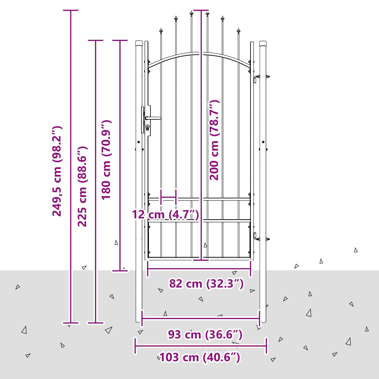 Πύλη Κήπου με κλειδαριά Woerden Γκρι 200 x 100 cm Ατσάλι - Pakobazaar