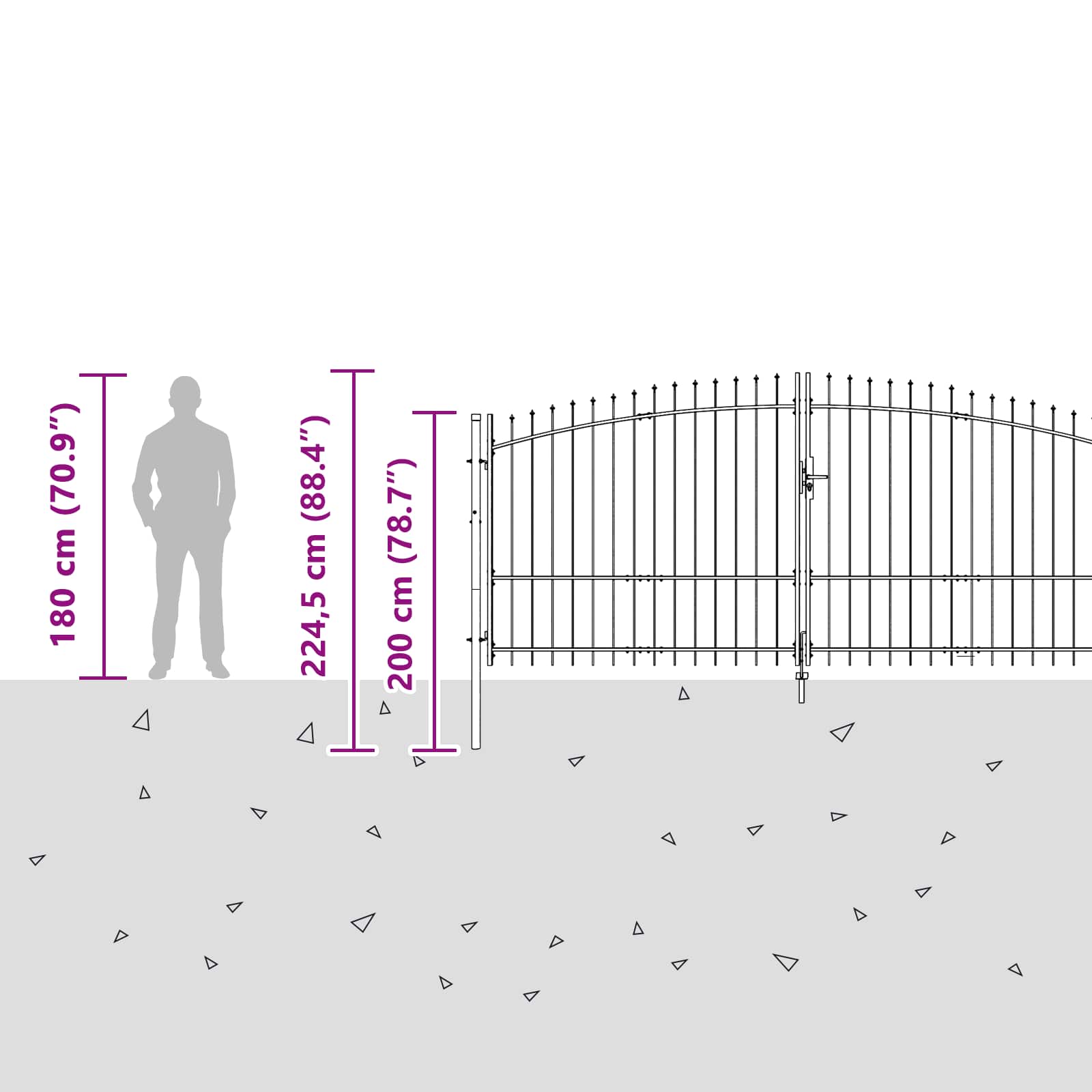 Πύλη Κήπου με κλειδαριά Γκρι 125 x 400 εκ Ατσάλι