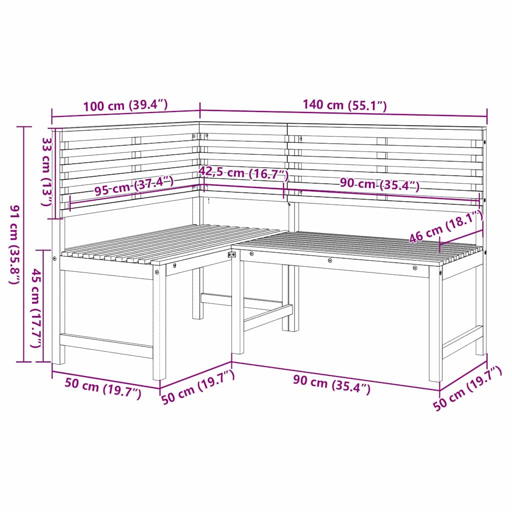 Σετ Παγκάκι Κήπου 3 pcs Καφέ Στερεό Ξύλο Ακακίας