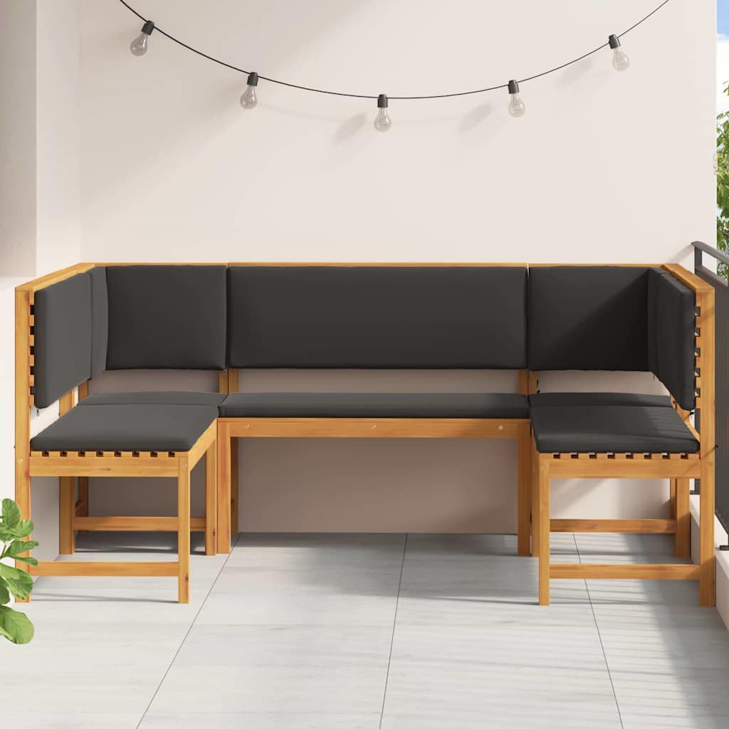 Σετ Παγκάκι Κήπου 5 pcs Καφέ Στερεό Ξύλο Ακακίας