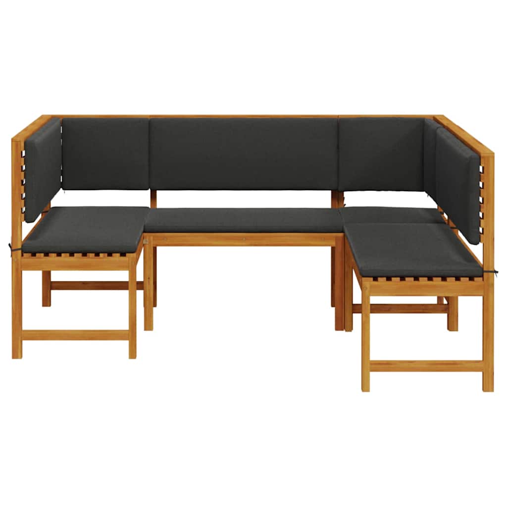 Σετ Παγκάκι Κήπου 3 pcs Καφέ Στερεό Ξύλο Ακακίας