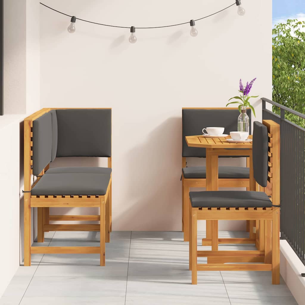 Σετ Μπιστρό Κήπου 4 pcs Καφέ Στερεό Ξύλο Ακακίας - Pakobazaar