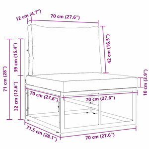 Εξωτερικά Έπιπλα Μαύρο και Ανθρακί 70 x 71,5 x 71 εκ Μέταλλο - Pakobazaar