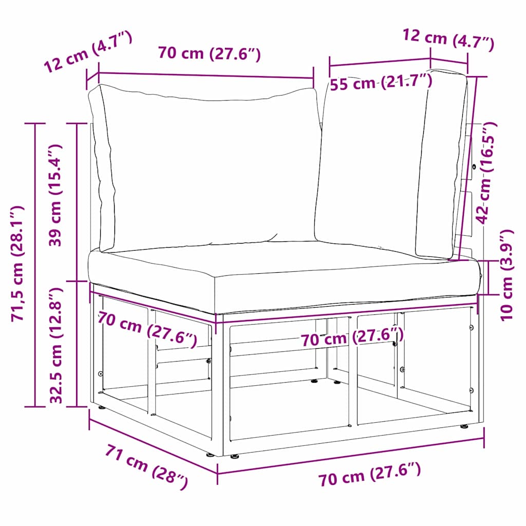 Εξωτερικά Έπιπλα Μαύρο και Ανθρακί 71,5 x 71,5 x 71 εκ Μέταλλο - Pakobazaar