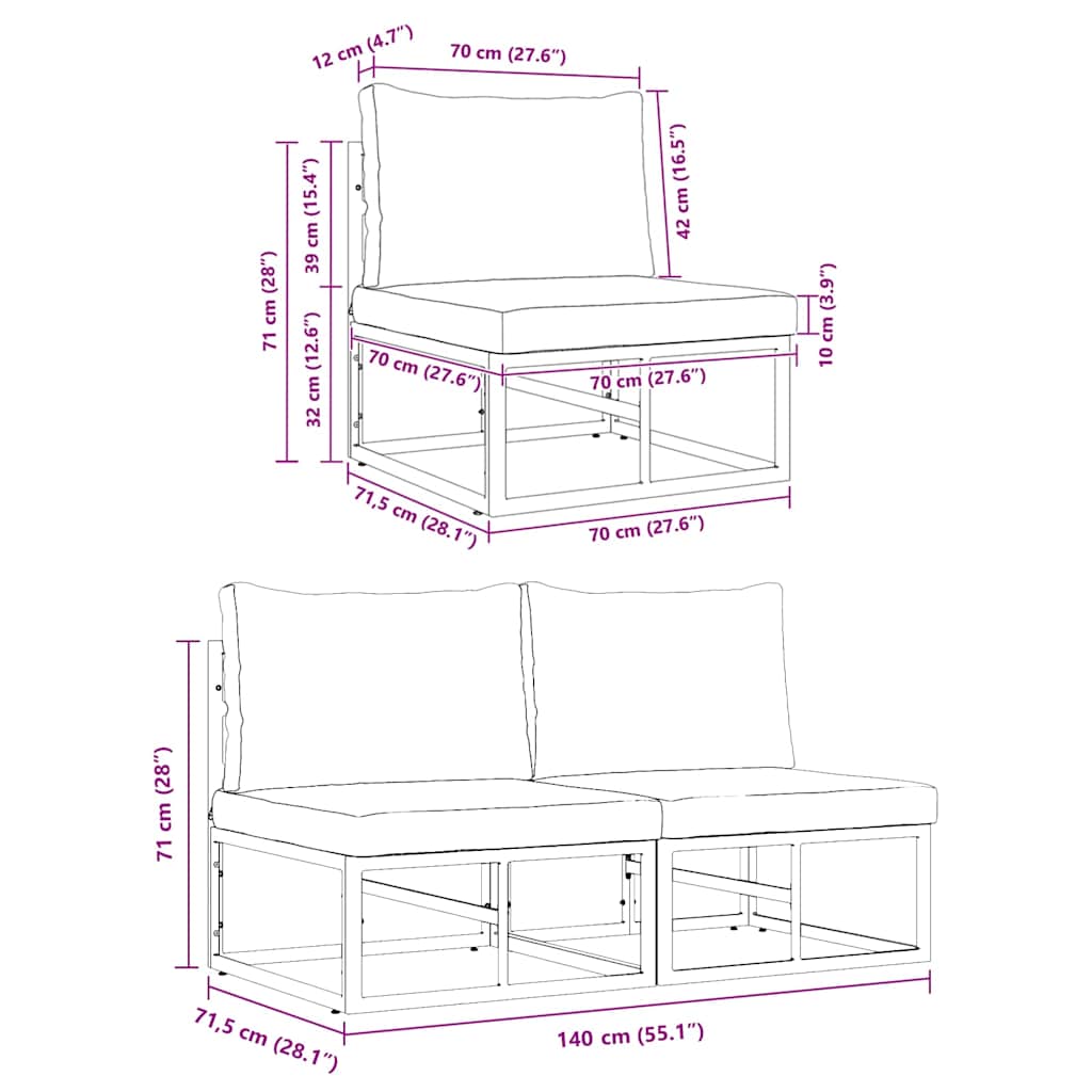 Εξωτερικά Έπιπλα 2 Τεμάχιο Μαύρο και Ανθρακί 70 x 71,5 x 71 εκ - Pakobazaar