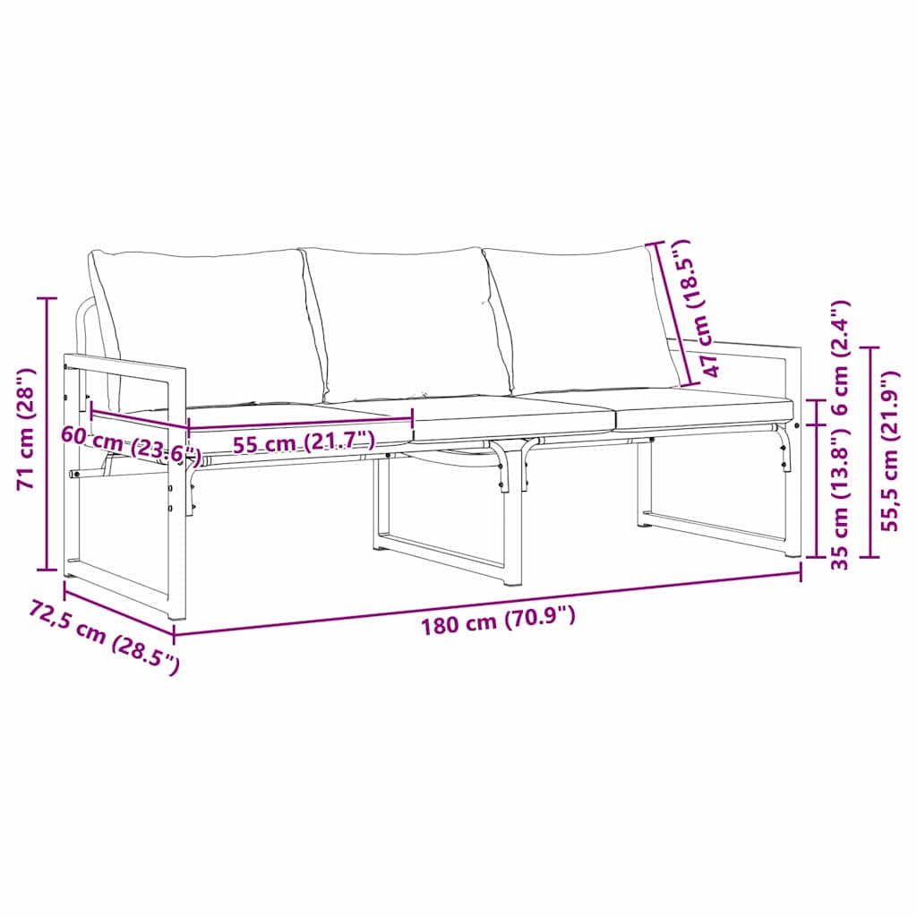 Εξωτερικά Έπιπλα Ανοιχτό γκρι 180 x 72,5 x 71 εκ. Πολυεστέρας - Pakobazaar
