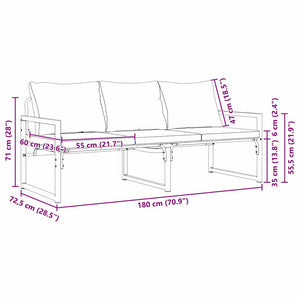 Εξωτερικά Έπιπλα Ανοιχτό γκρι 180 x 72,5 x 71 εκ. Πολυεστέρας - Pakobazaar