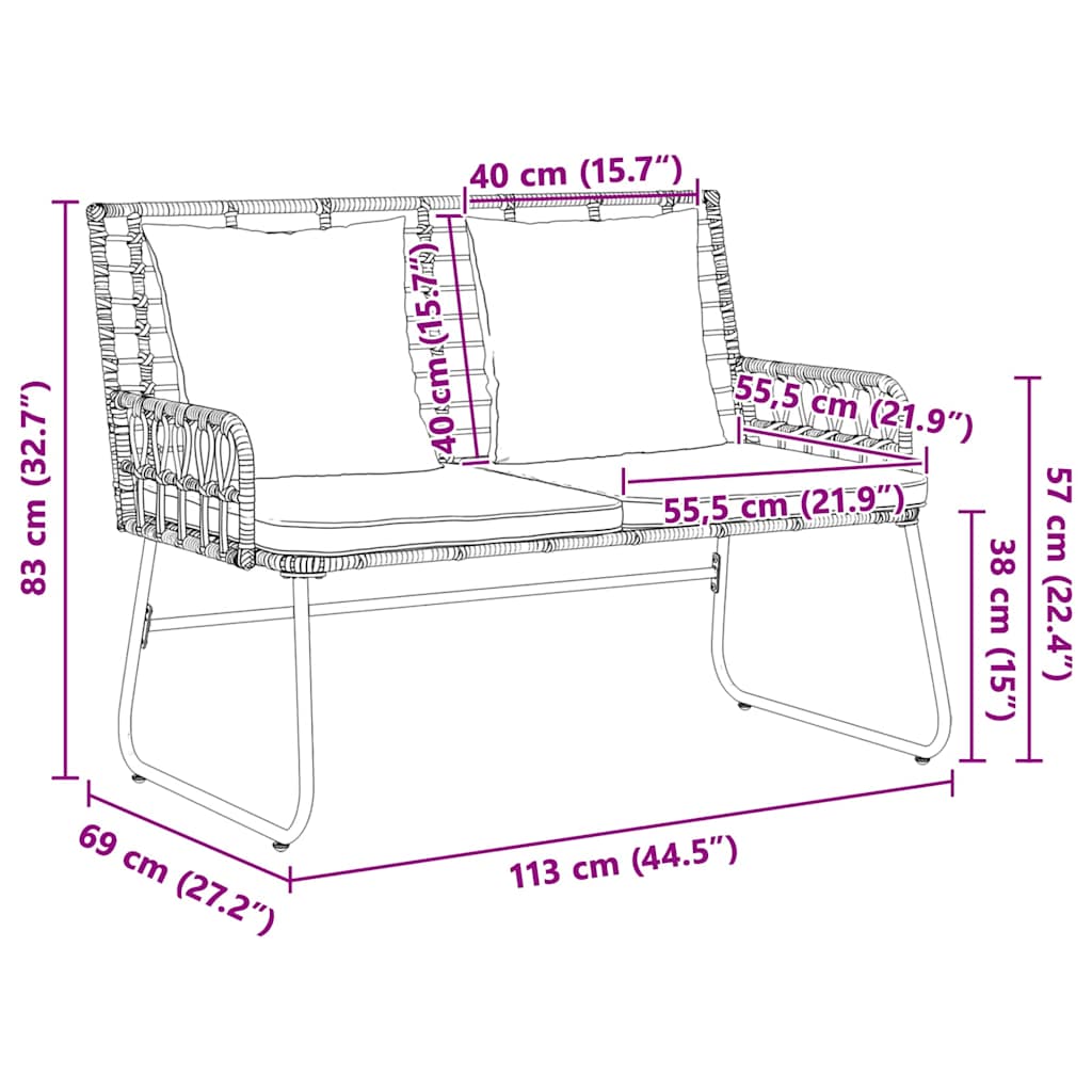 Σέτ φαγητού για κήπο 3 pcs Μαύρο και Ανθρακί συνθετικό ρατάν