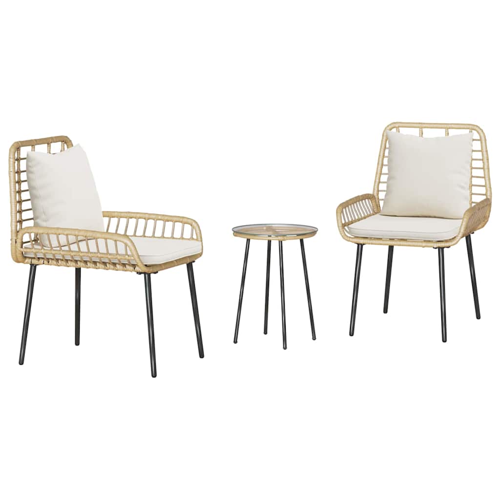 Σέτ φαγητού για κήπο 3 pcs Καφέ και Κρέμα συνθετικό ρατάν