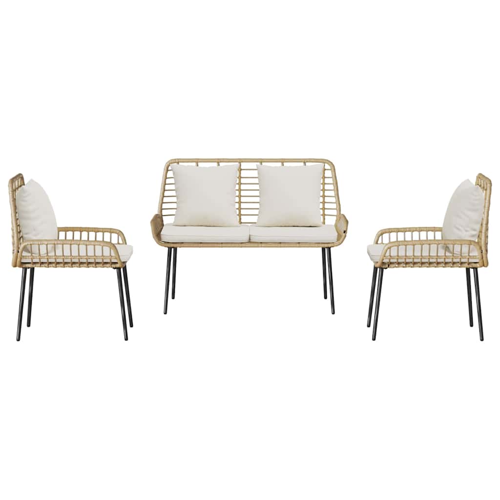 Σέτ φαγητού για κήπο 3 pcs Καφέ και Κρέμα συνθετικό ρατάν