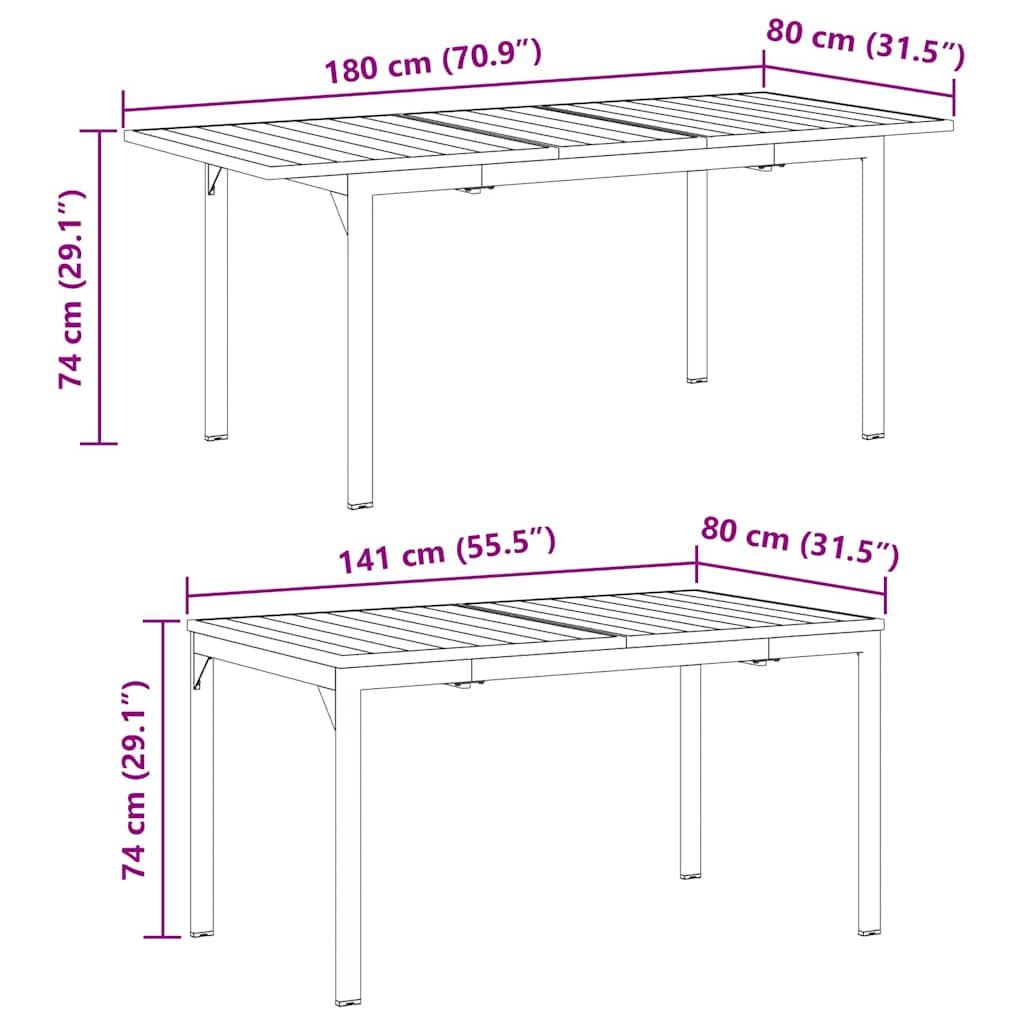 Τραπέζι Patio Ανθρακί 180 x 80 x 74 cm - Pakobazaar
