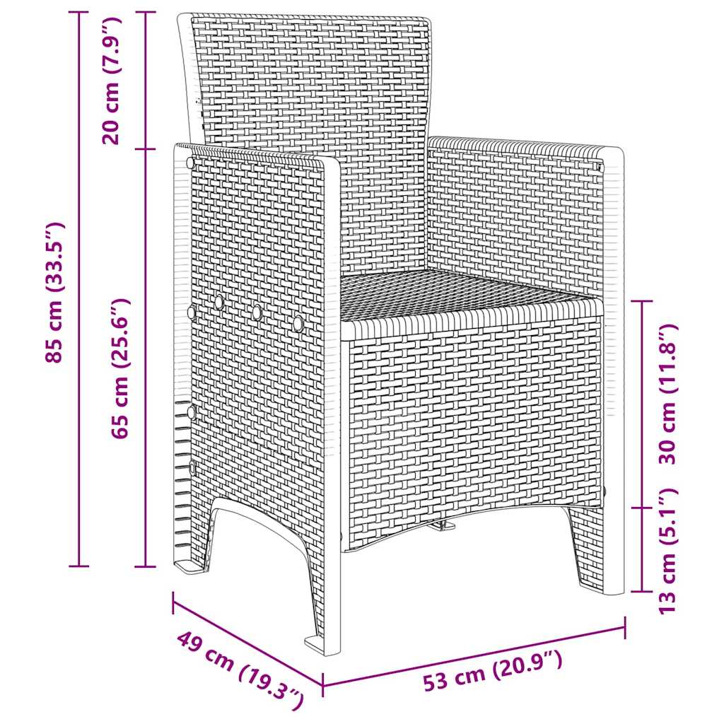 Καρέκλα Κήπου με μαξιλάρι 2 pcs Ανοιχτό γκρι 53 x 49 x 85 εκ. - Pakobazaar