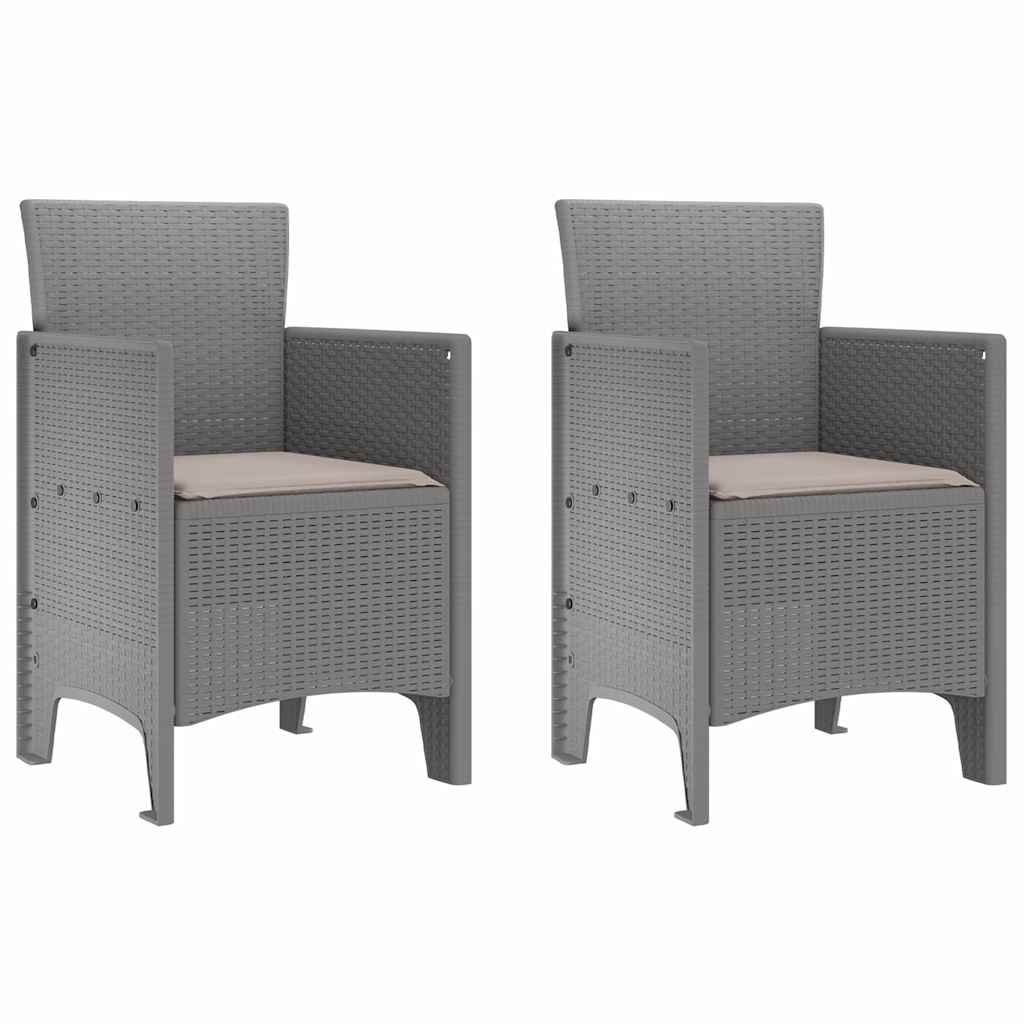 Καρέκλα Κήπου με μαξιλάρι 2 pcs Ανοιχτό γκρι 53 x 49 x 85 εκ.