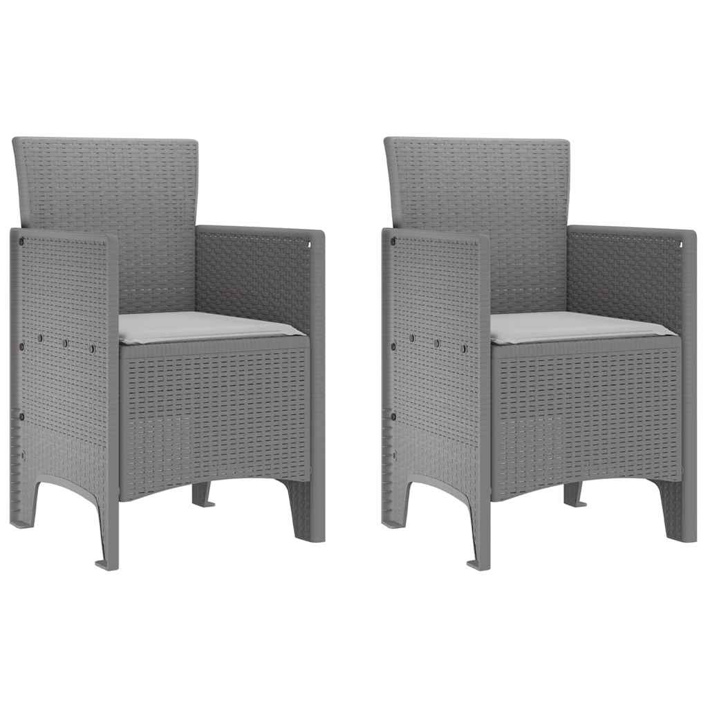 Καρέκλα Κήπου με μαξιλάρι 2 pcs Ανοιχτό γκρι 53 x 49 x 85 εκ. - Pakobazaar