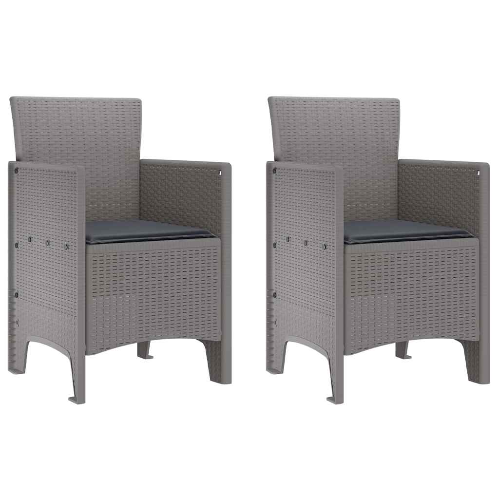 Καρέκλα Κήπου με μαξιλάρι 2 pcs Ανοιχτό γκρι 53 x 49 x 85 εκ. - Pakobazaar