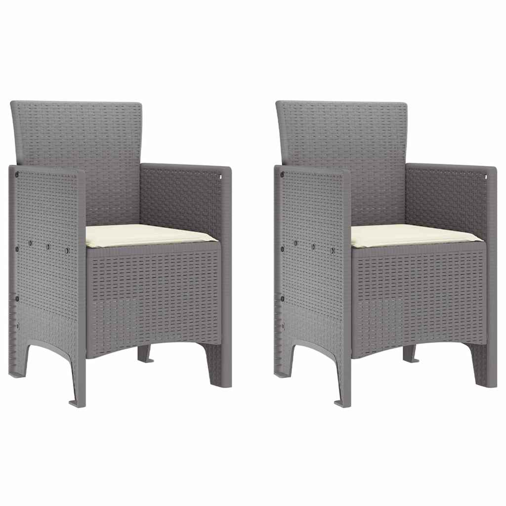 Καρέκλα Κήπου με μαξιλάρι 2 pcs Ανοιχτό γκρι 53 x 49 x 85 εκ.