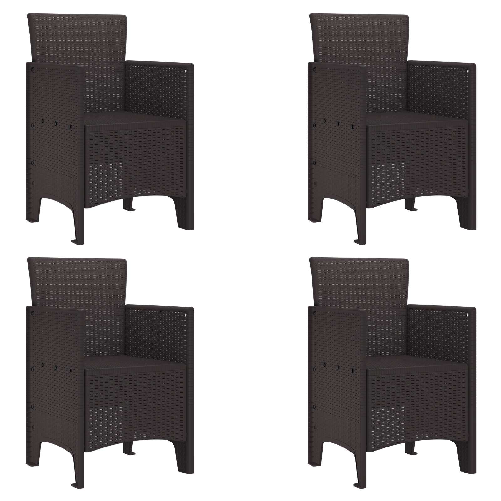 Καρέκλα Κήπου 4 pcs Καφέ 53 x 49 x 85 εκ. Πολυπροπυλένιο - Pakobazaar