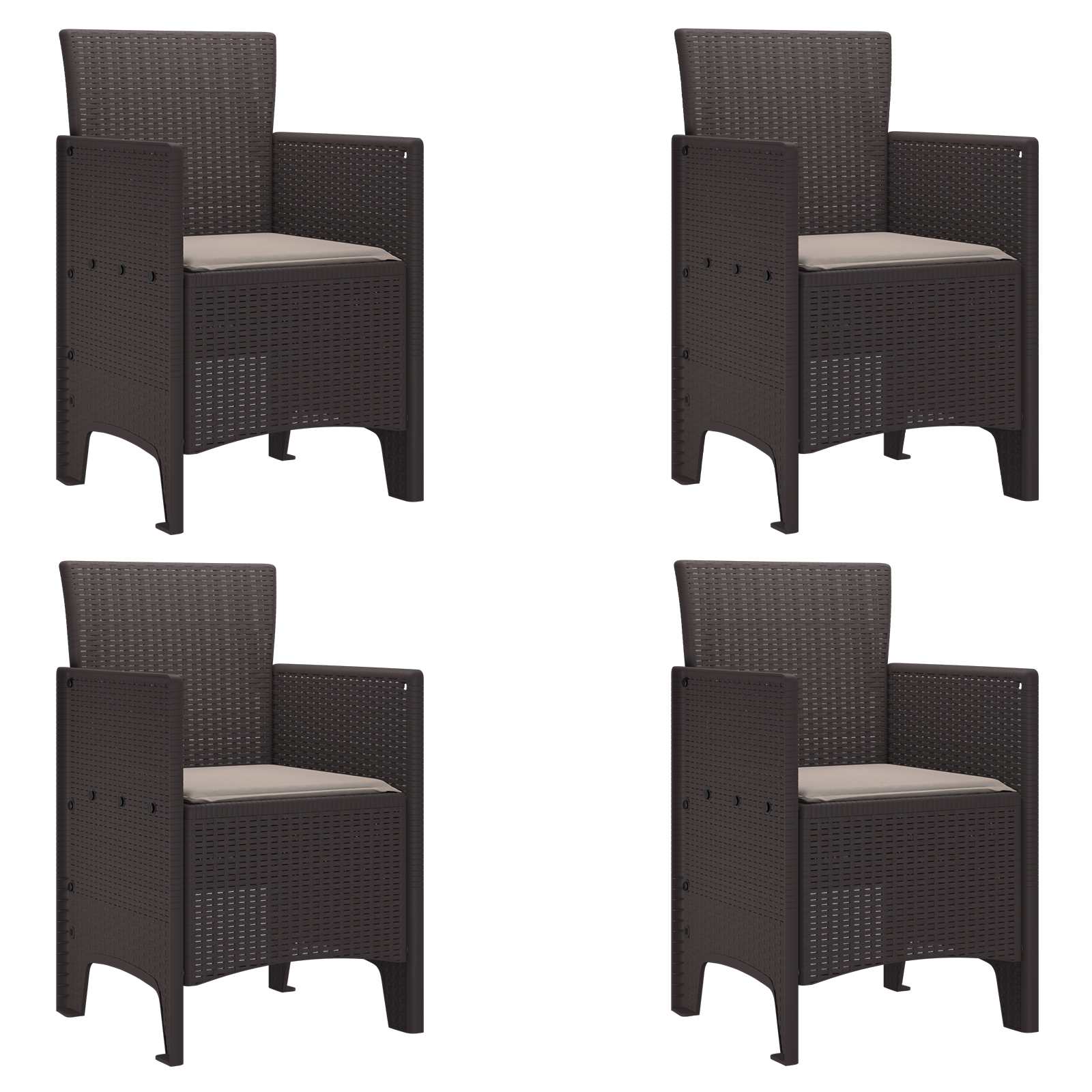 Καρέκλα Κήπου 4 pcs Καφέ 53 x 49 x 85 εκ. Πολυπροπυλένιο