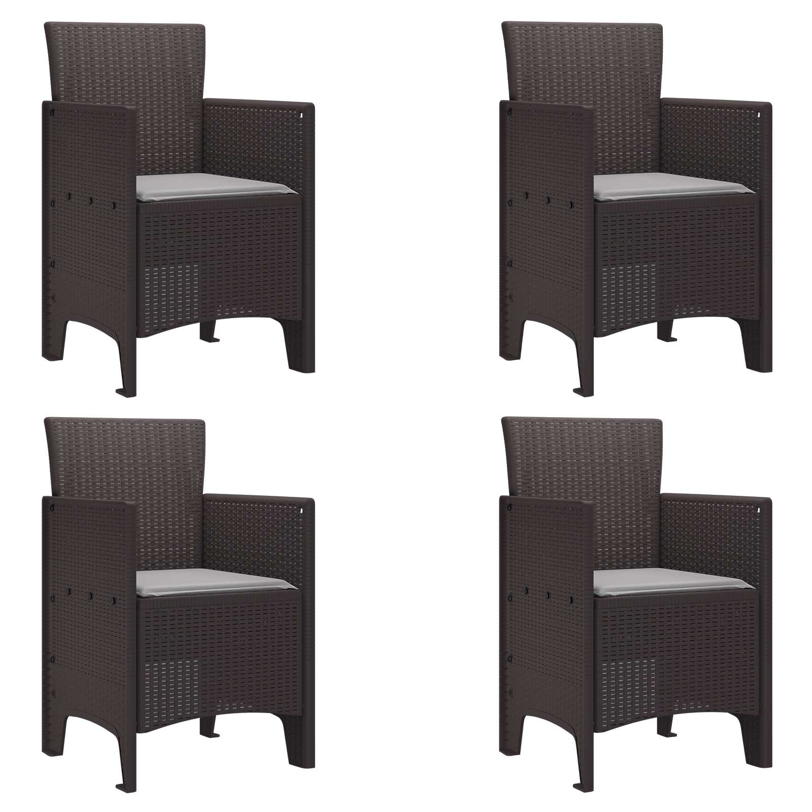 Καρέκλα Κήπου 4 pcs Καφέ 53 x 49 x 85 εκ. Πολυπροπυλένιο - Pakobazaar