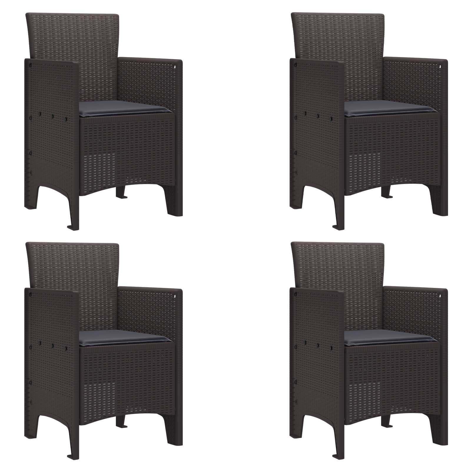 Καρέκλα Κήπου 4 pcs Καφέ 53 x 49 x 85 εκ. Πολυπροπυλένιο - Pakobazaar