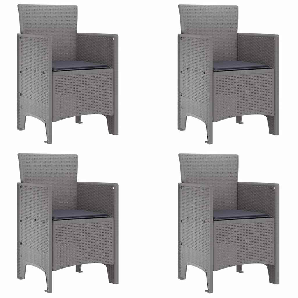 Καρέκλα Κήπου με μαξιλάρι 4 pcs Ανοιχτό γκρι 53 x 49 x 85 εκ.