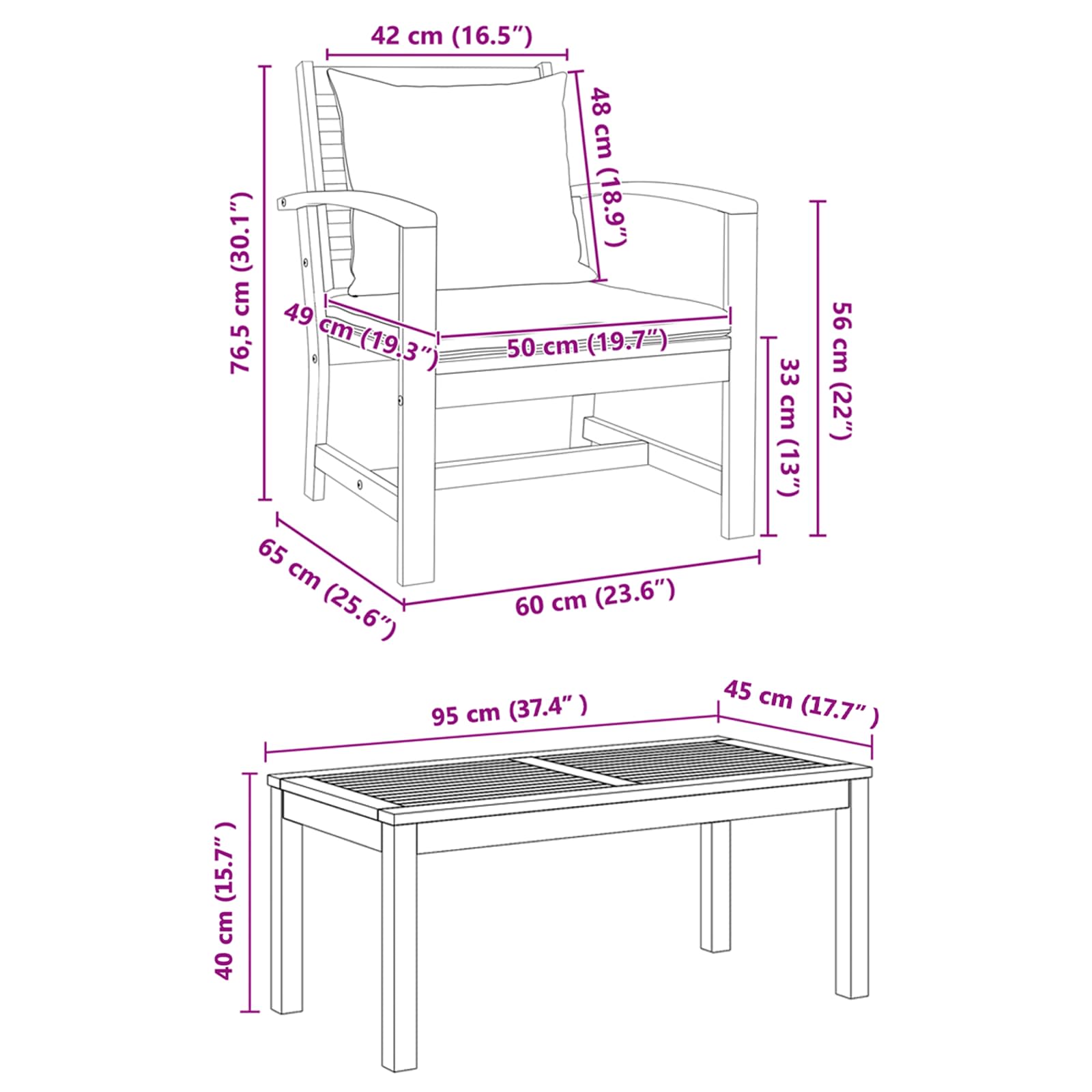Σετ Καναπέ Κήπου 5 pcs Φυσικό Στερεό Ξύλο Τίκ