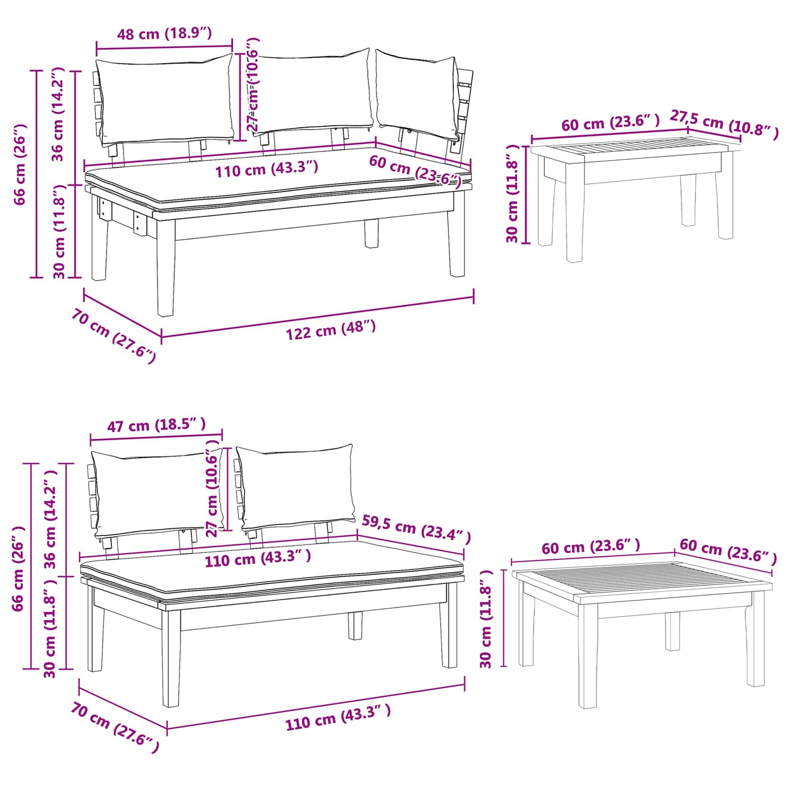 Σετ Καναπέ Κήπου 4 pcs Καφέ και Γκρίζο
