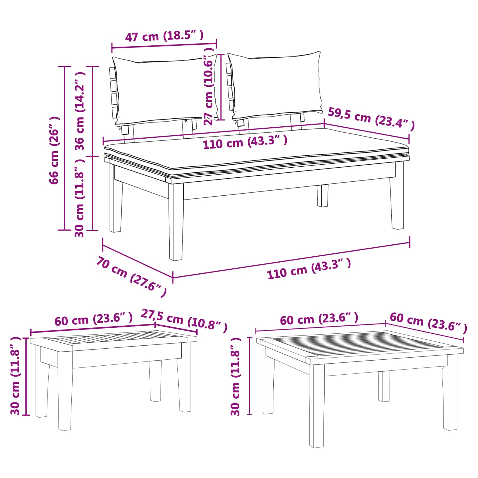 Σετ Καναπέ Κήπου 3 pcs Καφέ και Κρέμα