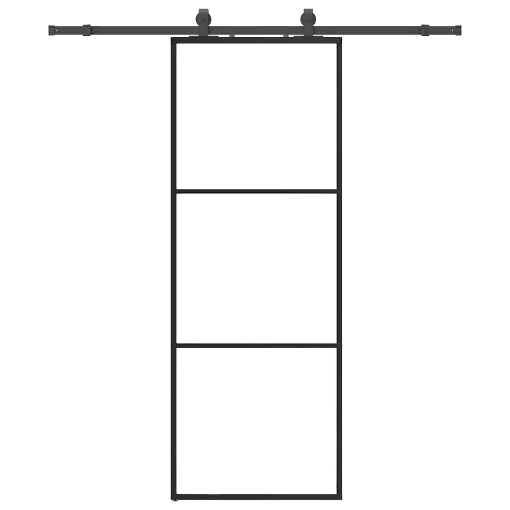 Συρόμενη Πόρτα με Μηχανισμό Μαύρο 76x205 εκ. Γυαλί ESG - Pakobazaar