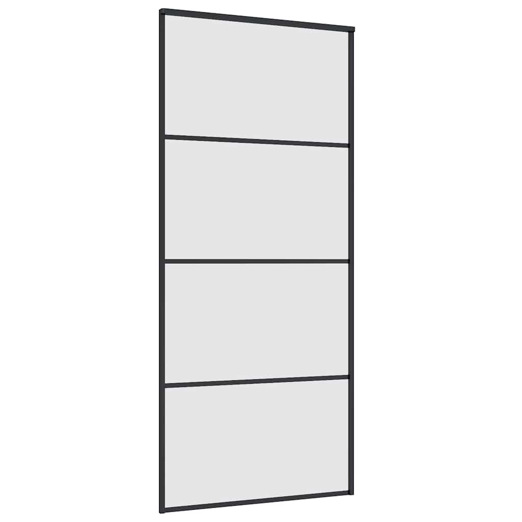 Συρόμενη Πόρτα με Μηχανισμό Μαύρο 90x205 εκ. Γυαλί ESG