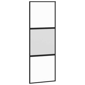Συρόμενη πόρτα με σετ υλικού Μαύρο 76x205 cm γυαλί μετριασμένο - Pakobazaar