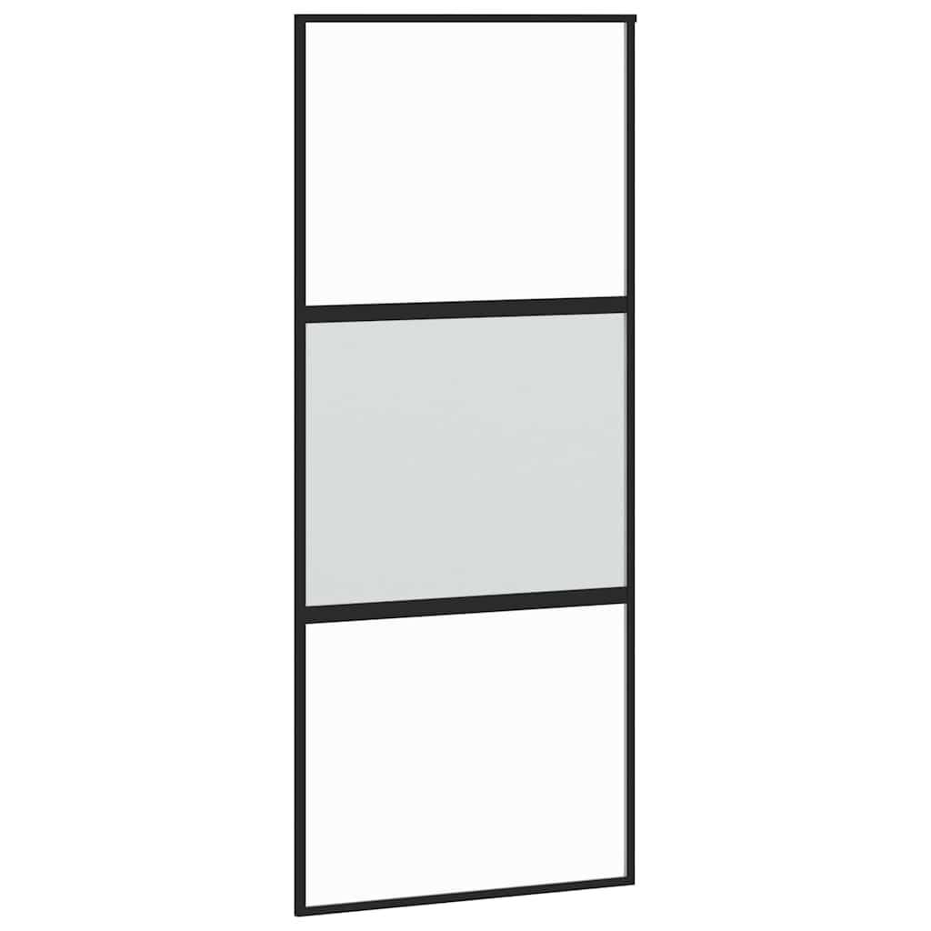 Συρόμενη πόρτα με σετ υλικού Μαύρο 90x205 cm γυαλί μετριασμένο