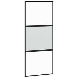 Συρόμενη πόρτα με σετ υλικού Μαύρο 90x205 cm γυαλί μετριασμένο