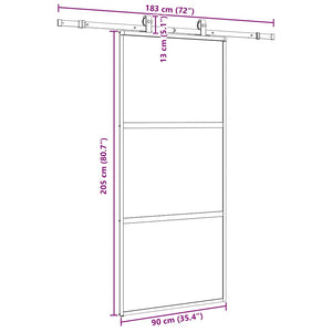 Συρόμενη πόρτα με σετ υλικού Μαύρο 90x205 cm γυαλί μετριασμένο