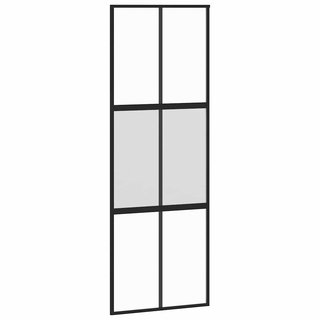 Συρόμενη πόρτα με σετ υλικού Μαύρο 76x205 cm γυαλί μετριασμένο - Pakobazaar