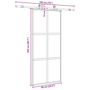Συρόμενη πόρτα με σετ υλικού Μαύρο 90x205 cm γυαλί μετριασμένο