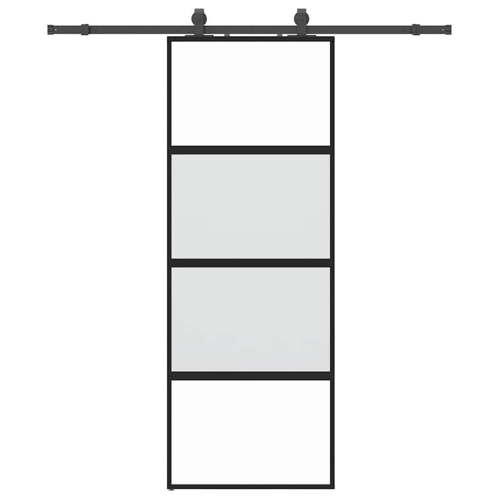 Συρόμενη πόρτα με σετ υλικού Μαύρο 76x205 cm γυαλί μετριασμένο