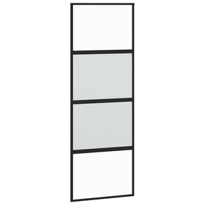Συρόμενη πόρτα με σετ υλικού Μαύρο 76x205 cm γυαλί μετριασμένο
