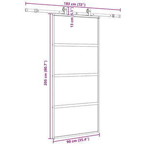 Συρόμενη πόρτα με σετ υλικού Μαύρο 90x205 cm γυαλί μετριασμένο